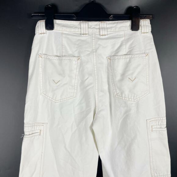 Hudson High-Rise‎ Welt Pocket Cargo Wide Leg Jean White Sz 24 - Picture 13 of 15